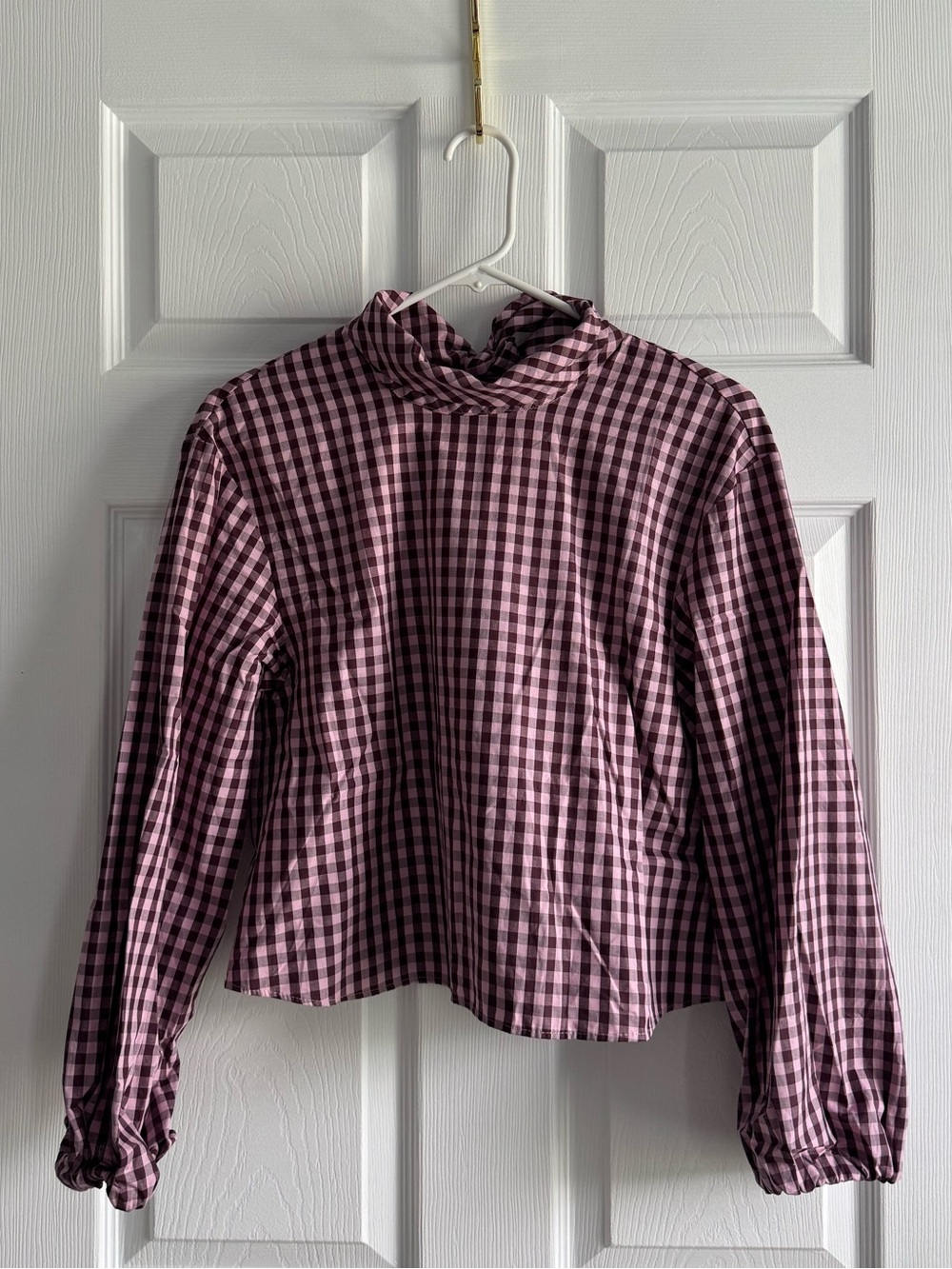 Zara Gingham Crop Top in Mauve and Brown
